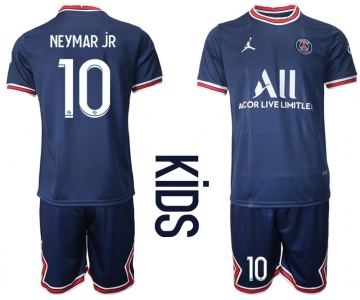 Youth 2021-2022 Club Paris St German home blue 10 Soccer Jersey