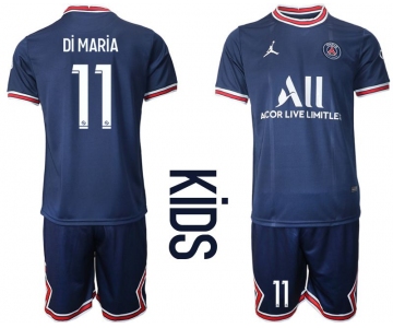 Youth 2021-2022 Club Paris St German home blue 11 Soccer Jersey