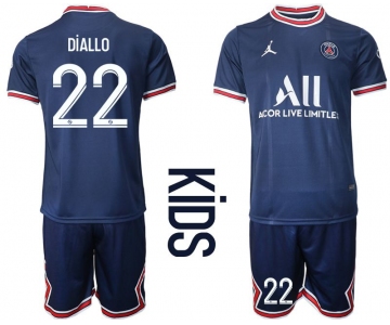 Youth 2021-2022 Club Paris St German home blue 22 Soccer Jersey