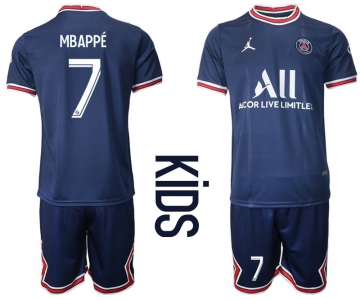 Youth 2021-2022 Club Paris St German home blue 7 Soccer Jersey