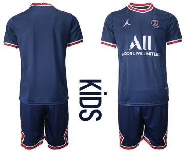 Youth 2021-2022 Club Paris St German home blue blank Soccer Jersey