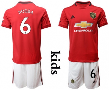 2019-20 Manchester United 6 POGBA Youth Home Soccer Jersey