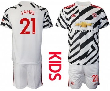 Youth 2020-2021 club Manchester united away 21 white Soccer Jerseys