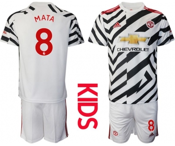 Youth 2020-2021 club Manchester united away 8 white Soccer Jerseys