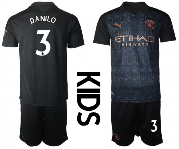 Youth 2020-2021 club Manchester City away black 3 Soccer Jerseys