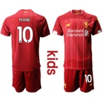 2019-20 Liverpool 10 MANE Youth Home Soccer Jersey