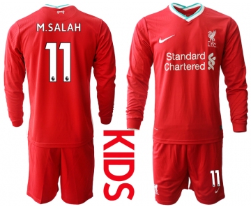 2021 Liverpool home long sleeves Youth 11 soccer jerseys