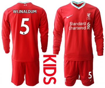 2021 Liverpool home long sleeves Youth 5 soccer jerseys