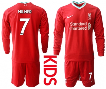 2021 Liverpool home long sleeves Youth 7 soccer jerseys