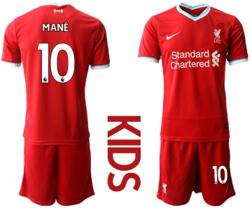 Youth 2020-2021 club Liverpool home 10 red Soccer Jerseys