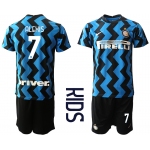 Youth 2020-2021 club Inter Milan home 7 blue Soccer Jerseys