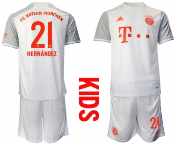 Youth 2020-2021 club Bayern Munich away white 21 Soccer Jerseys