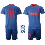 Youth 2020-2021 club Atletico Madrid away 11 blue Soccer Jerseys