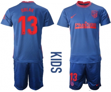 Youth 2020-2021 club Atletico Madrid away 13 blue Soccer Jerseys