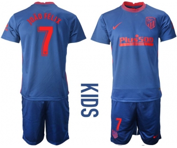 Youth 2020-2021 club Atletico Madrid away 7 blue Soccer Jerseys