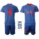 Youth 2020-2021 club Atletico Madrid away 9 blue Soccer Jerseys1