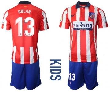 Youth 2020-2021 club Atletico Madrid home 13 red Soccer Jerseys