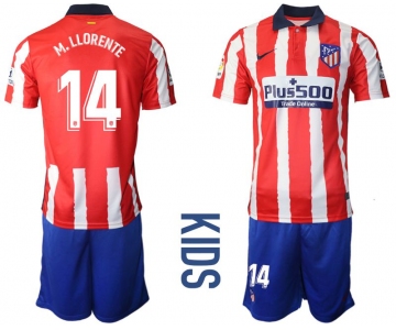 Youth 2020-2021 club Atletico Madrid home 14 red Soccer Jerseys