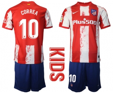 Youth 2021-2022 Club Atletico Madrid home red 10 Nike Soccer Jersey