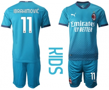 Youth 2020-2021 club AC milan away 11 blue Soccer Jerseys