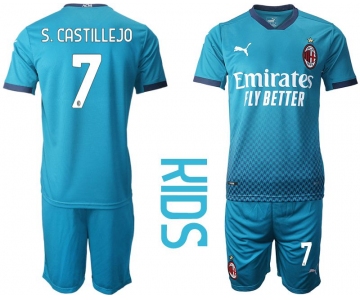 Youth 2020-2021 club AC milan away 7 blue Soccer Jerseys