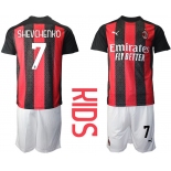 Youth 2020-2021 club AC milan home 7 red Soccer Jerseys