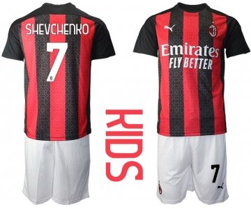 Youth 2020-2021 club AC milan home 7 red Soccer Jerseys