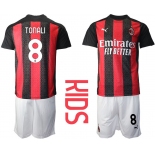 Youth 2020-2021 club AC milan home 8 red Soccer Jerseys