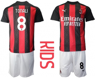 Youth 2020-2021 club AC milan home 8 red Soccer Jerseys