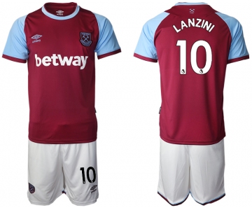 Men 2020-2021 club West Ham United home 10 red Soccer Jerseys