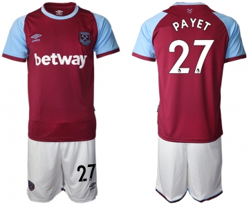 Men 2020-2021 club West Ham United home 27 red Soccer Jerseys