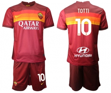 Men 2020-2021 club AS Roma home 10 red Soccer Jerseys