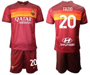 Men 2020-2021 club AS Roma home 20 red Soccer Jerseys