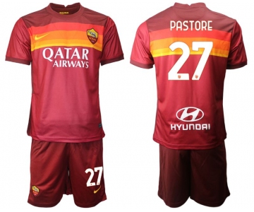 Men 2020-2021 club AS Roma home 27 red Soccer Jerseys