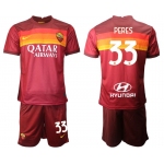 Men 2020-2021 club AS Roma home 33 red Soccer Jerseys