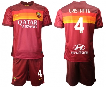 Men 2020-2021 club AS Roma home 4 red Soccer Jerseys