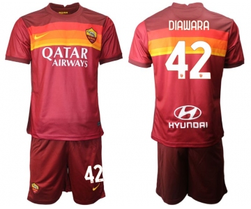 Men 2020-2021 club AS Roma home 42 red Soccer Jerseys