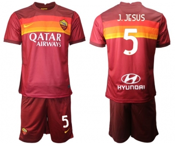 Men 2020-2021 club AS Roma home 5 red Soccer Jerseys