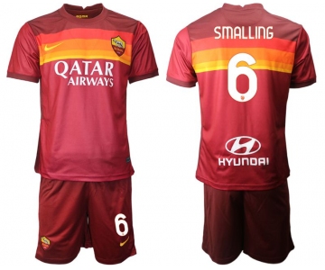 Men 2020-2021 club AS Roma home 6 red Soccer Jerseys