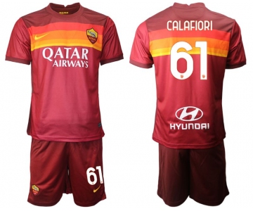 Men 2020-2021 club AS Roma home 61 red Soccer Jerseys