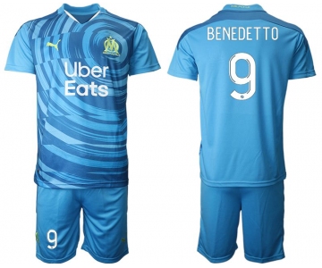 Men 2020-2021 club Olympique de Marseille away 9 blue Soccer Jerseys