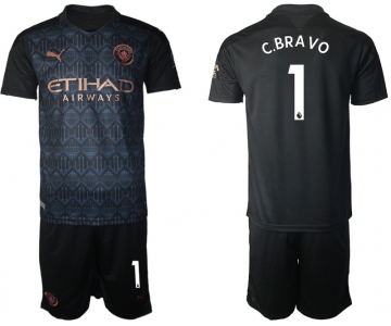 Men 2020-2021 club Manchester City away 1 black Soccer Jerseys