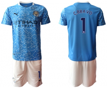 Men 2020-2021 club Manchester City home 1 blue Soccer Jerseys