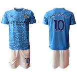 Men 2020-2021 club Manchester City home 10 blue Soccer Jerseys