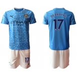 Men 2020-2021 club Manchester City home 17 blue Soccer Jerseys