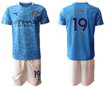 Men 2020-2021 club Manchester City home 19 blue Soccer Jerseys