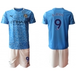 Men 2020-2021 club Manchester City home 9 blue Soccer Jerseys