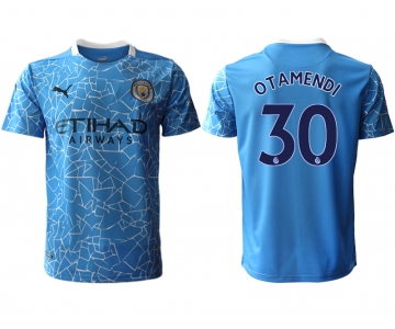 Men 2020-2021 club Manchester City home aaa version 30 blue Soccer Jerseys