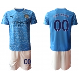 Men 2020-2021 club Manchester City home customized blue Soccer Jerseys