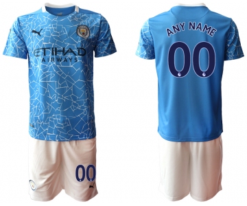 Men 2020-2021 club Manchester City home customized blue Soccer Jerseys